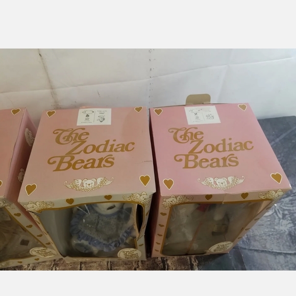 Set of 4 vintage House of Nisbet Zodiac Bears IOB stuffed teddy collection - Picture 3 of 8